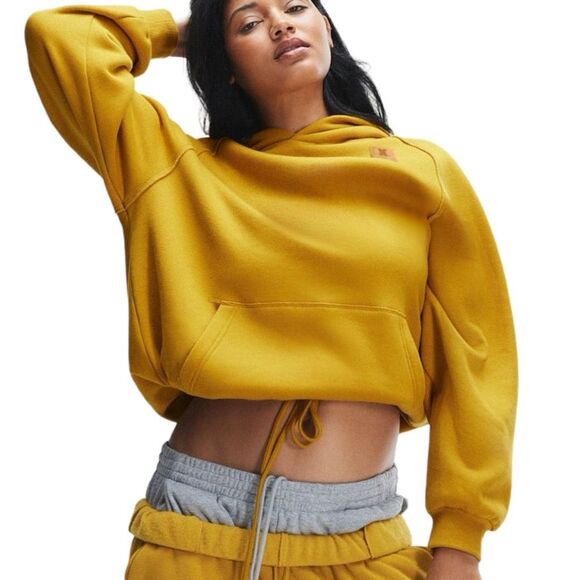 Savage X Fenty Essential Fleece Raglan Hoodie - Size XS - Spiced Yellow - Picture 1 of 8